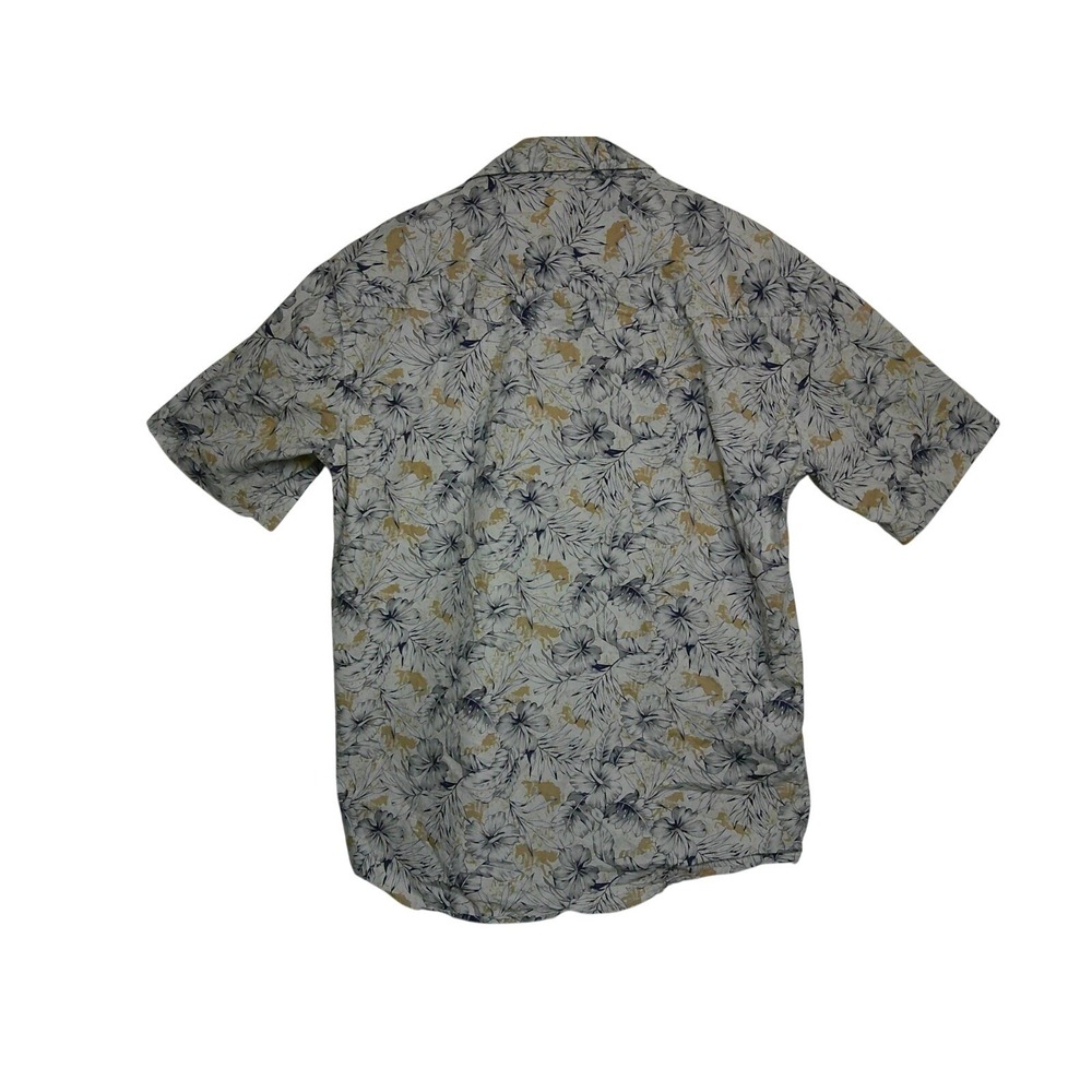 Roper Pearl Snap Shirt Mens‎ Medium Cream Blue Floral Hibiscus Western Rodeo - Picture 11 of 11